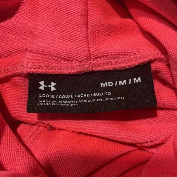 Under Armour Women's Size M Pullover Sweatshirt Cowel Neck Pink Athletic Hoodie - Picture 5 of 5